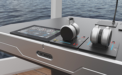 3D illustration of Wärtsilä EcoControl the bridge console